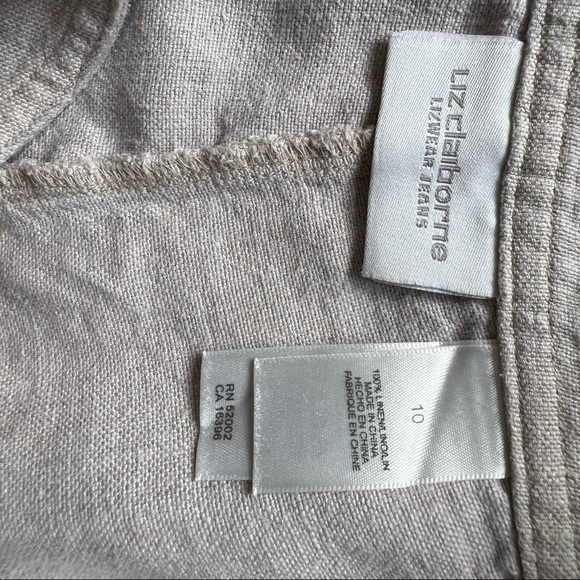 Liz Claiborne 100% Linen Wide Leg Side button Pants Size 10 - Picture 6 of 6